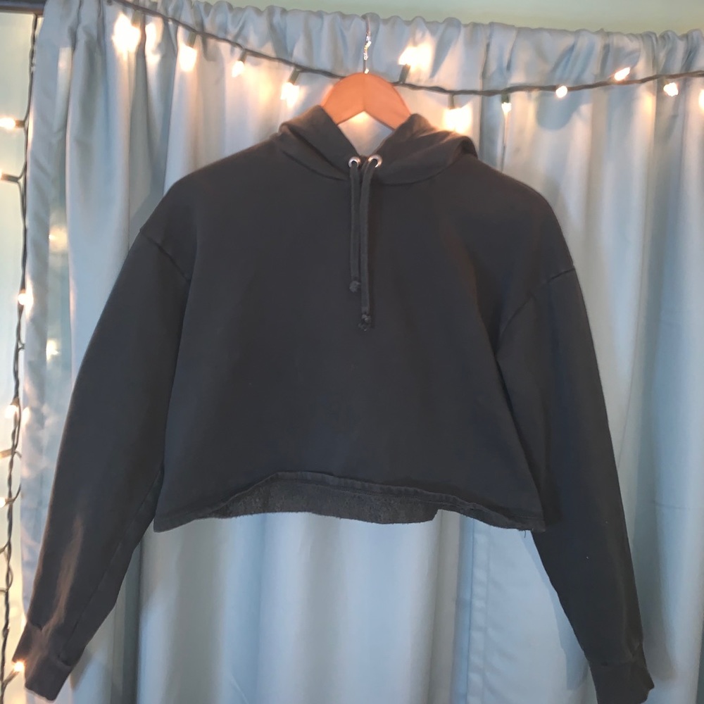 Forest green cropped hoodie - Picture 2 of 4
